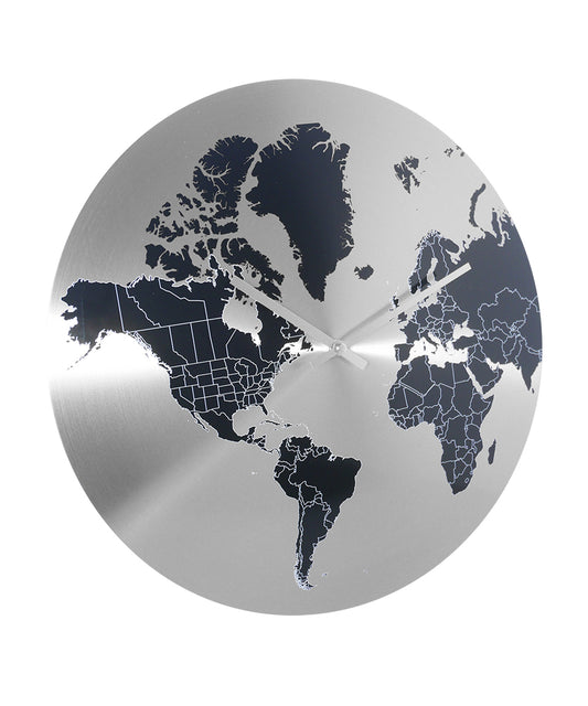 Mondmapo- Silver Roman Global Wall Clock