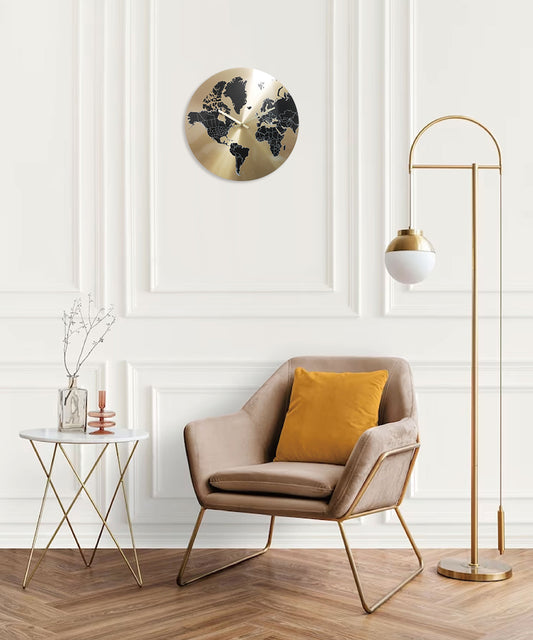 Mondmapo- Gold Roman Global Wall Clock