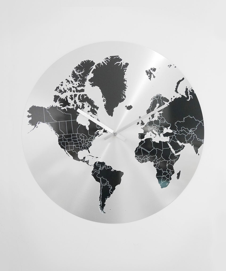 Mondmapo- Silver Roman Global Wall Clock