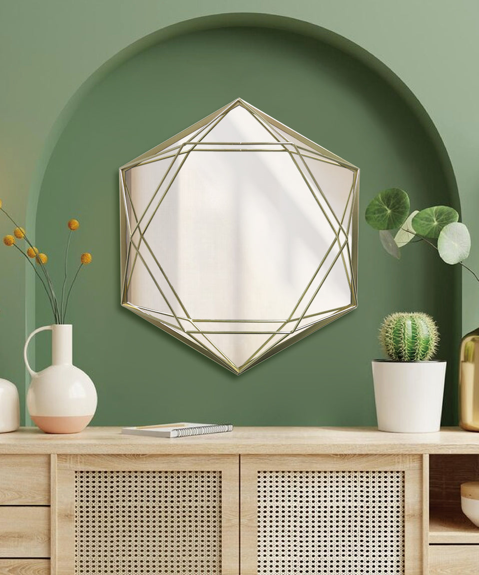 Seslatero- Golden Hexagon Mirror